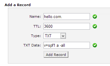 Example TXT record
